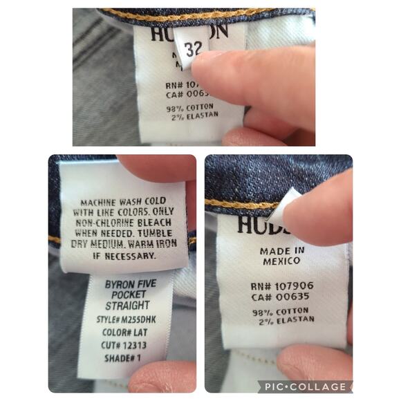 Hudson Jeans Mens 32 X 30 Blue Byron Straight‎ Leg Mid Rise Button Fly Stretch - Picture 12 of 13